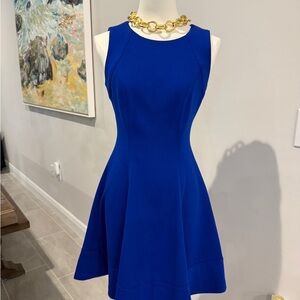 White House Black Market Blue Fit and Flare Midi Dress